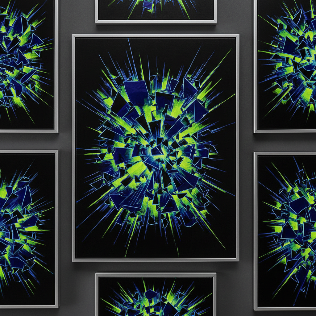 Cobalt Lime Shattered Mirror