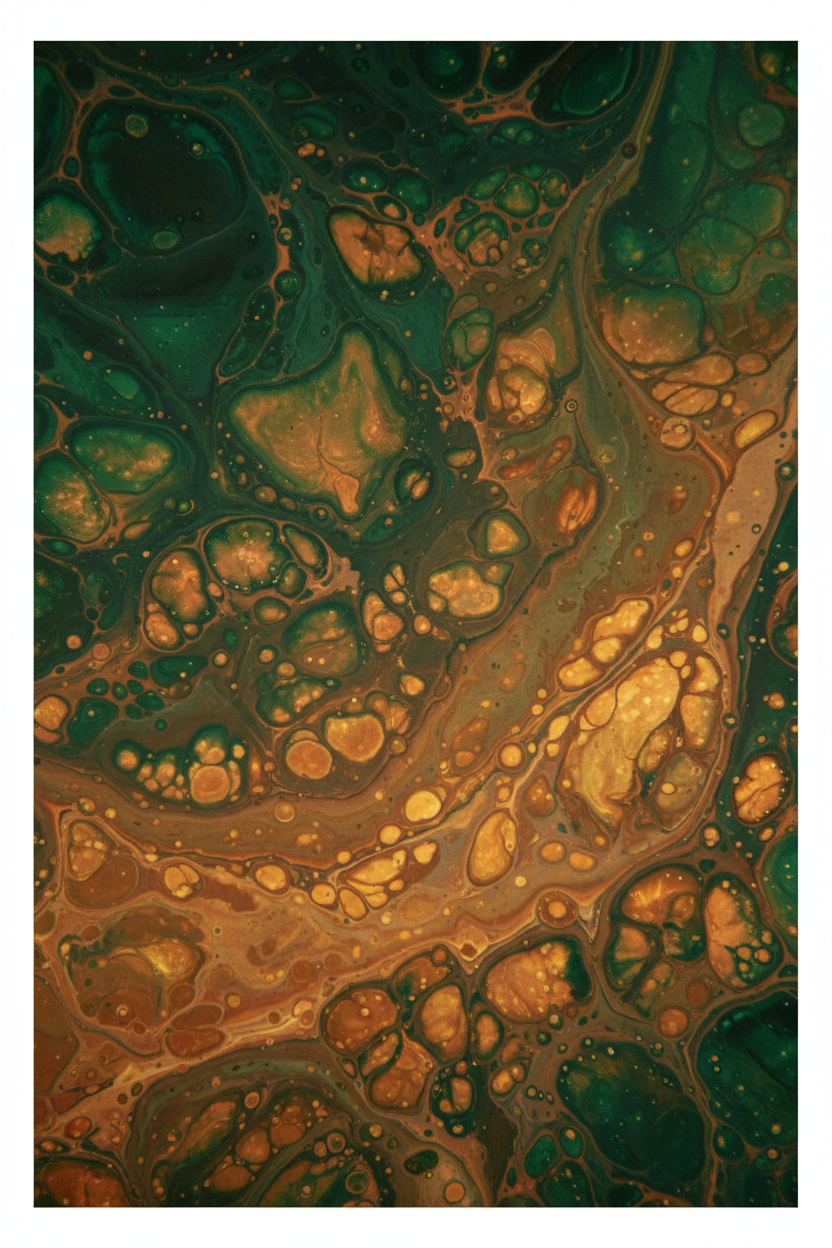 Emerald Sienna Liquid Abstract
