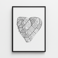 Fragmented Heart — Crimson Tribal Original Sketch Print