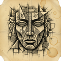 Fragmented Mind — Cubist Abstract Original Sketch Print