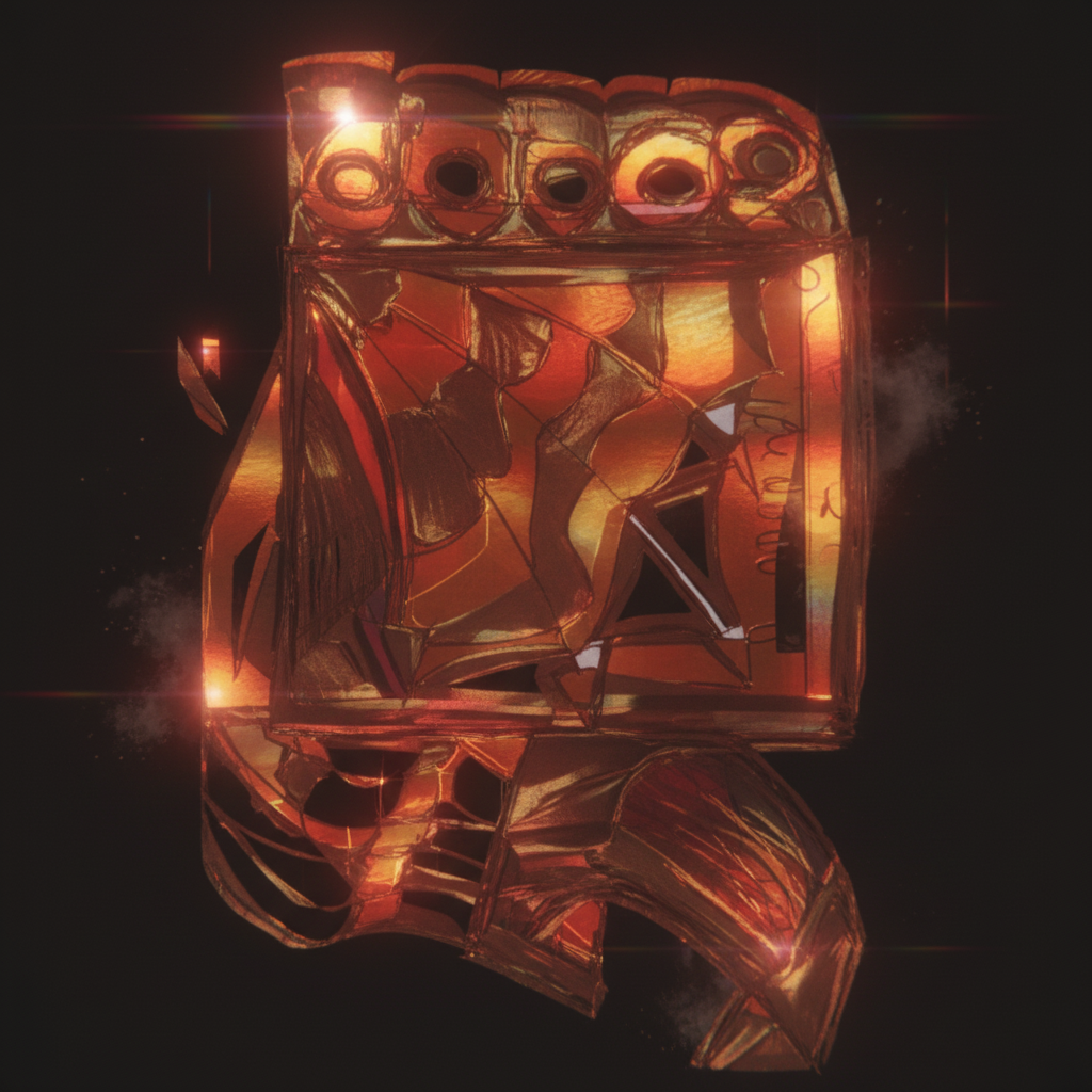 Fragmented Autumn Dreams - Orange brown holographic art