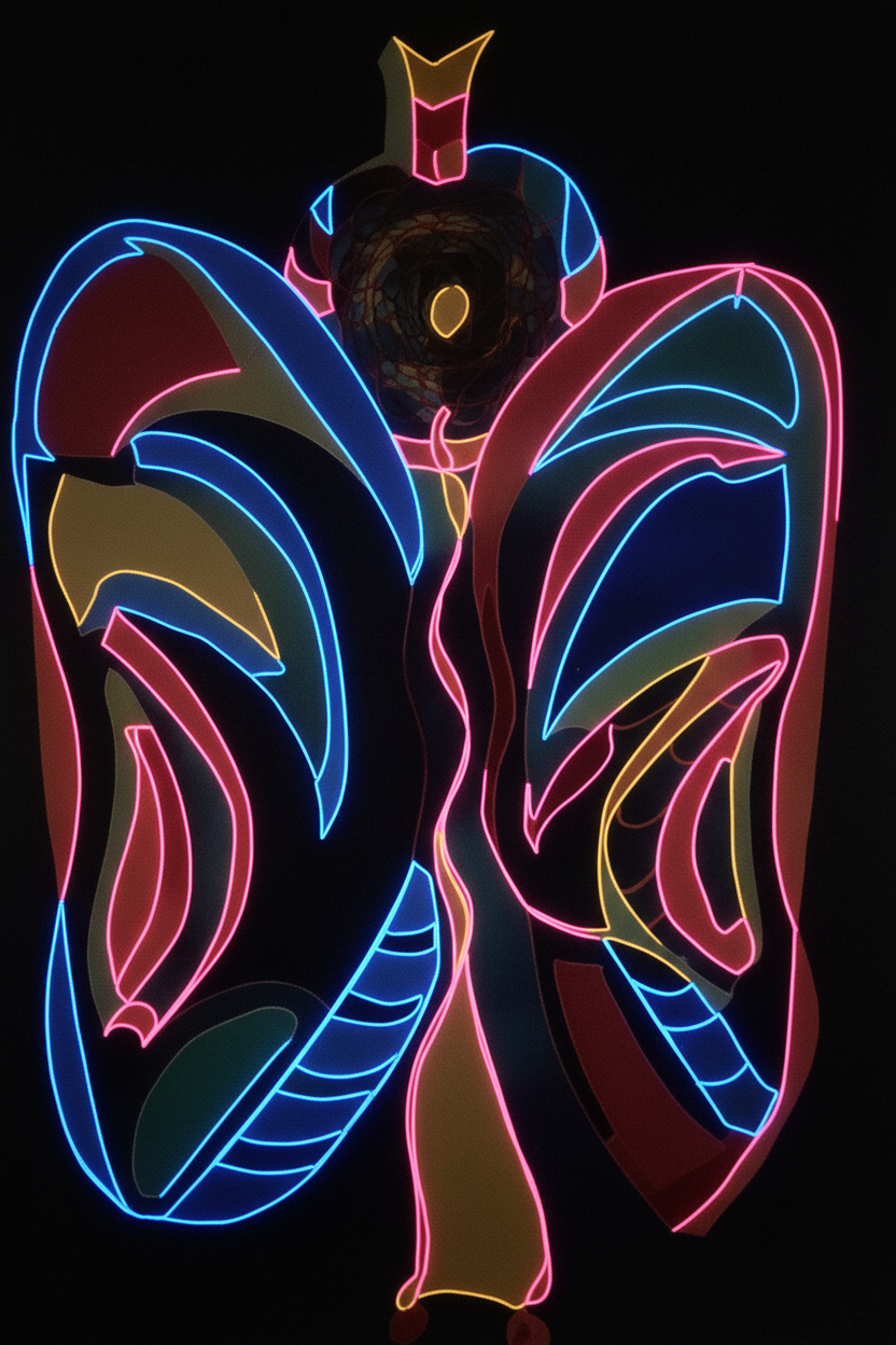 Butterfly Abstract Dark Luxury Neon Art Print