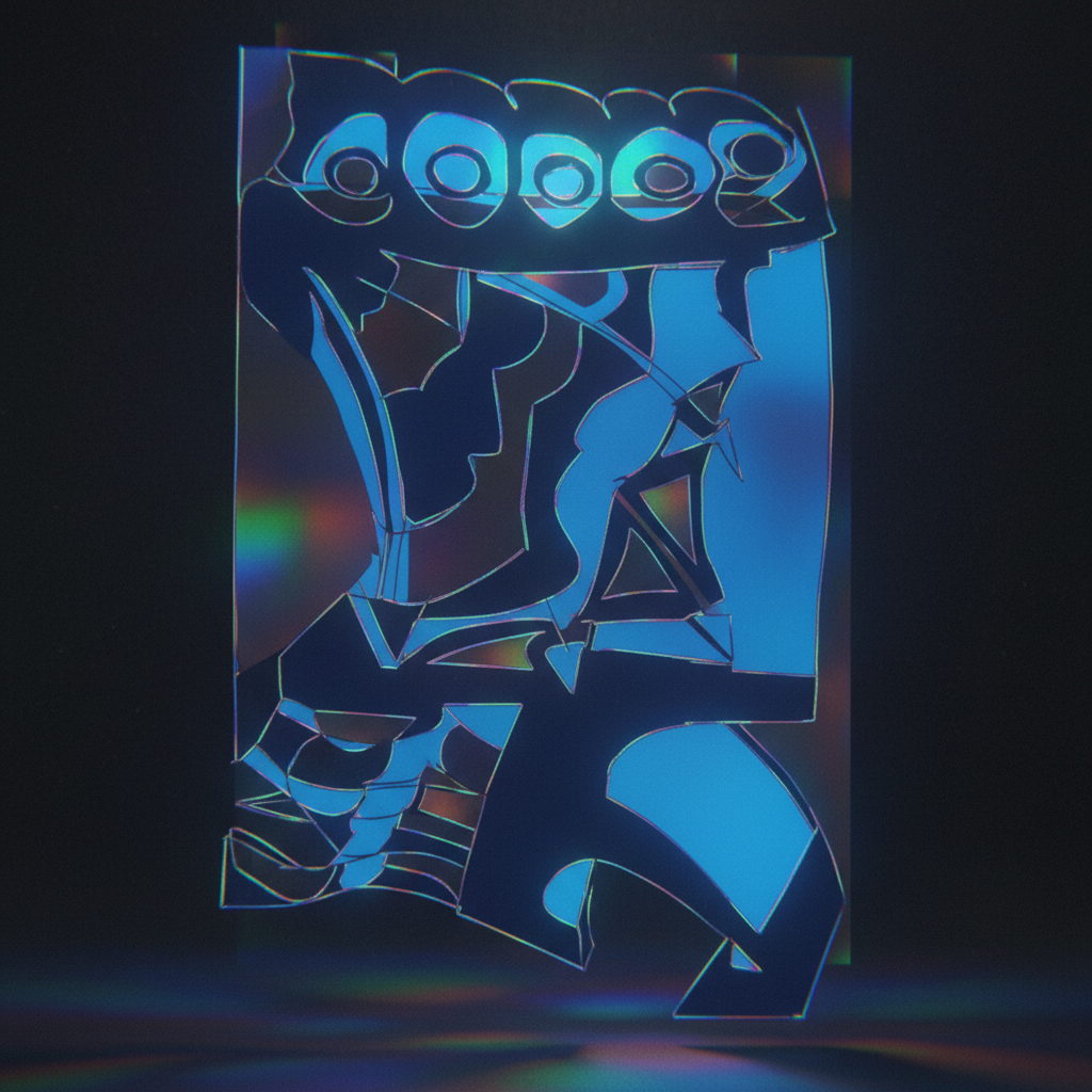 Fragmented Azure Dreams - Blue holographic geometric art