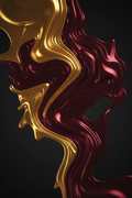 Molten Gold Crimson Liquid Abstract