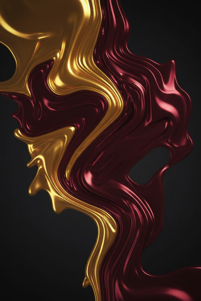 Molten Gold Crimson Liquid Abstract