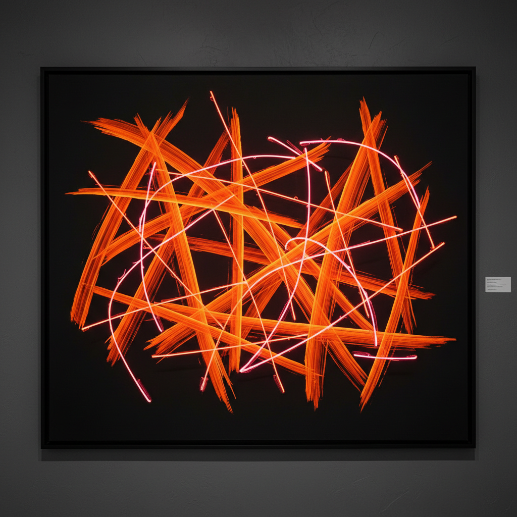 Orange Pink Neon Brushstrokes