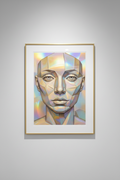 Playful Harmony — Holographic Cubist Art Print