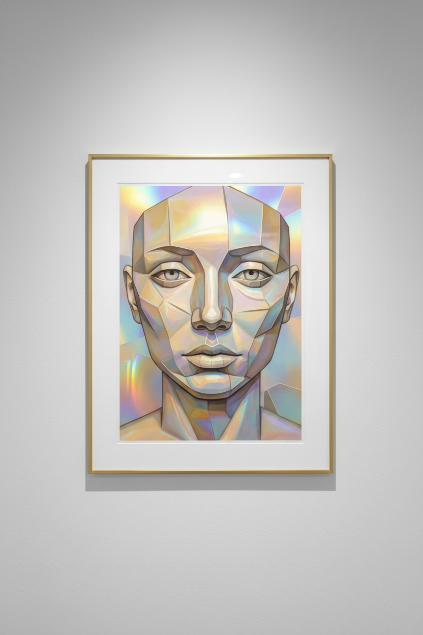 Playful Harmony — Holographic Cubist Art Print
